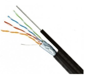 Кабель F/UTP 4x2x24AWG CU cat 5e OUTDOOR (PE) (медь 305м)  внешняя с тросом черная INSTALL