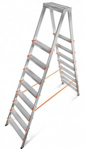 Лестница-стремянка Мастер 80-208 алюминиевая двухсторонняя 2х8, 3,88м, 8,17кг Эйфель