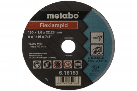 Диск отрезной Metabo Flexiarapid 150х1,6х22,23мм A30-R 1/25 ВЫВОД